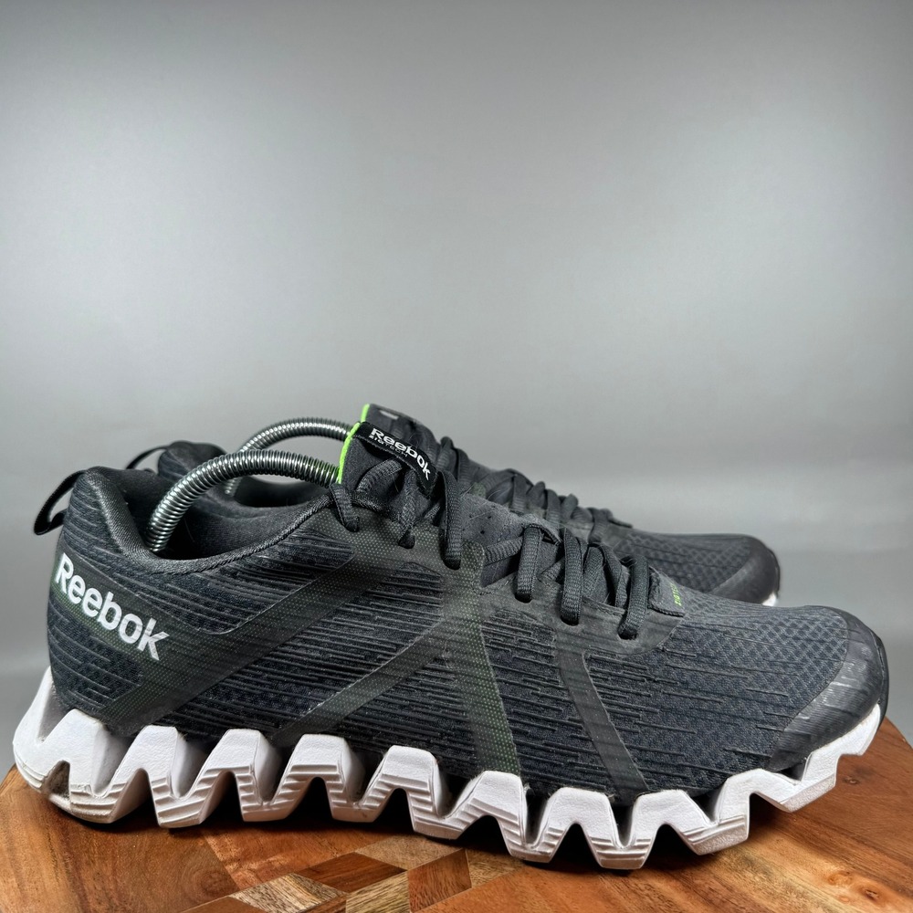 Reebok ZigTech Zigburn Mens Running Shoes Black White Neon Green V66331 Size 11